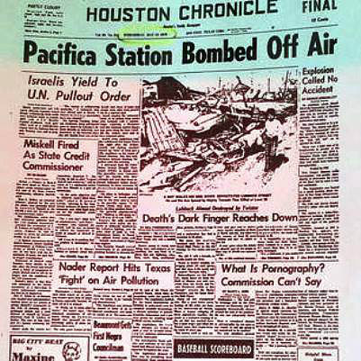 Houston Chronicle Headline: Pacifica Station Bombed Off Air
