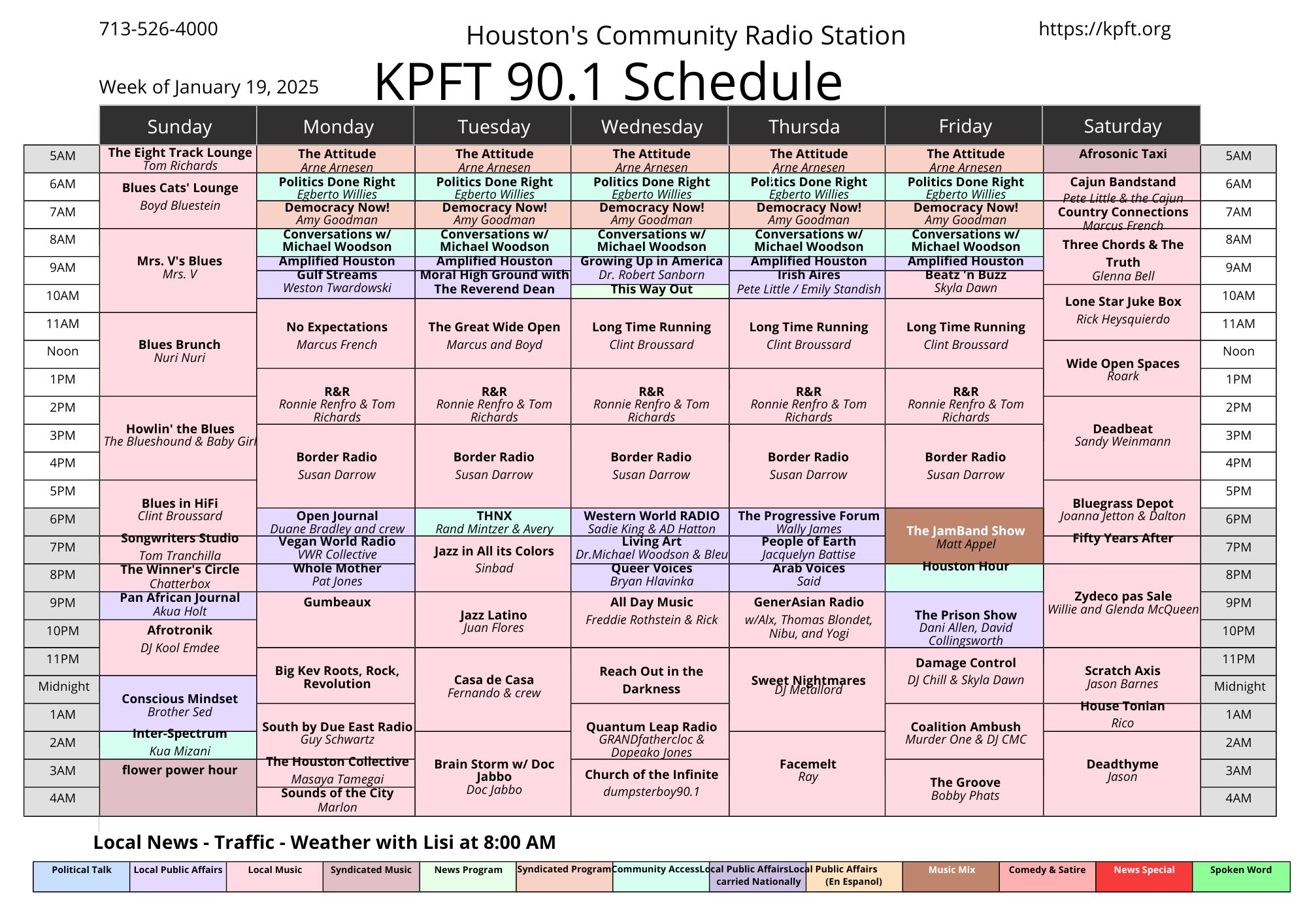 FM/HD1 schedule as of 1-19-25